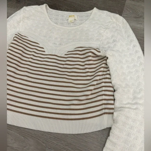 MAEVE by Anthropologie ribbed lace nylon viscose top contrast size small white - Picture 7 of 8